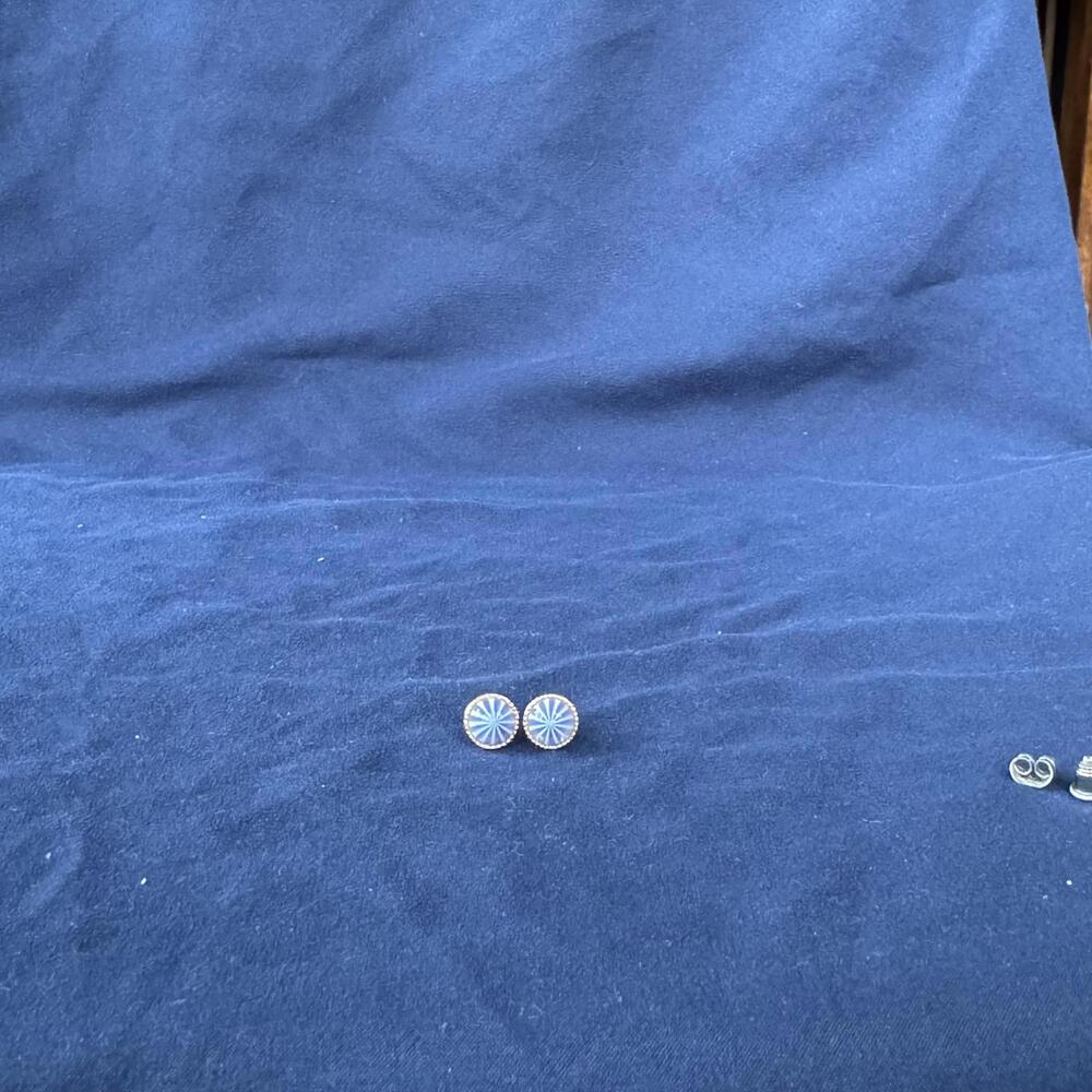 Vintage Delicate Blue Studded Pierced Earrings Avon - Picture 3 of 5
